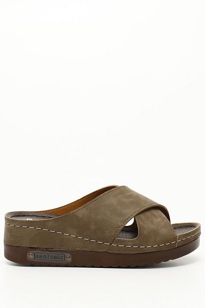 GÖNDERİ(R) Women / Girls Mink Wedge Sole Cross Strap Comfort Slippers
