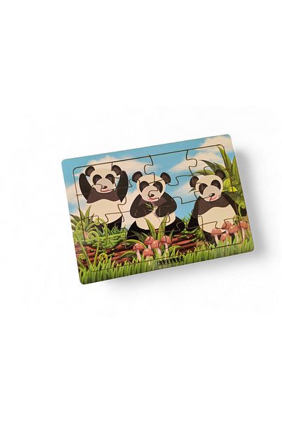 Fizello Pandas 16 Pieces Educational Learning Wooden Kids Puzzle Montessori Jigsaw Baby Children Toy