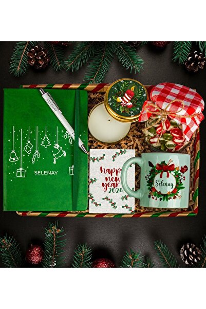 EJOYA Kişiye Özel Termo Deri Defter & Yılbaşı Şekerleri Konsept Yeni Yıl Hediye Kutusu 112678