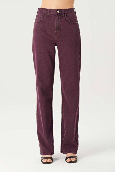 CROSS JEANS Diana Mürdüm Yüksel Bel Patı Fermuarlı Dad Straight Fit Pantolon C 4517-113