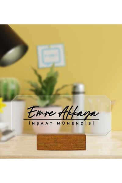 EJOYA Kişiye Özel İmza Tasarım Doğal Ağaç Masaüstü İsimlik 111081