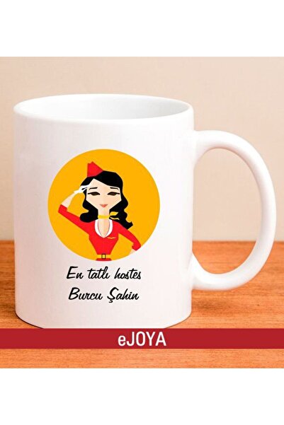 EJOYA Kişiye Özel Mesajlı Kadın Hostes Kupa Bardak 80061