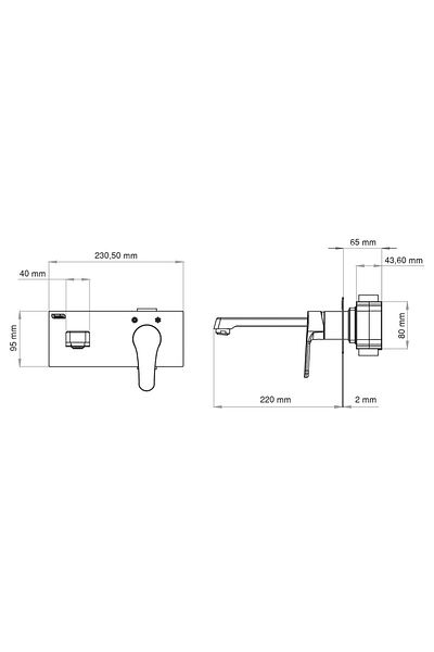 TESKA Quasar Pro Chrome Concealed Basin Mixer-22cm
