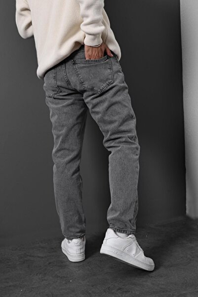 Slatra Men's Gray Stoned Cotton Boyfriend Patterned Jeans