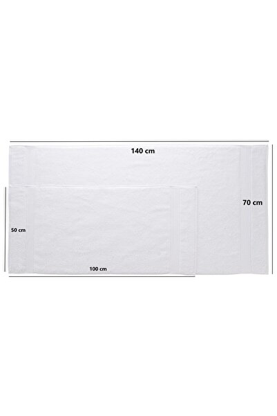 MAURAHOME Tomurcuk %100 Pamuk 6'lı Banyo Ve El Havlu Seti | 2'li 70x140cm Ve 4'lü 50x100cm | Beyaz