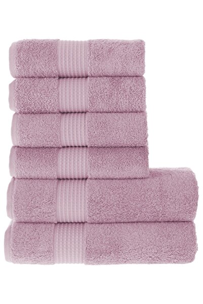MAURAHOME Tomurcuk %100 Pamuk 6'lı Banyo Ve El Havlu Seti | 2'li 70x140cm Ve 4'lü 50x100cm |gül Kurusu