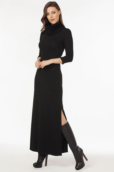 Laranor Rochie neagră din tricot - Decolteu și fante, zi și noapte elegantă 19l6481