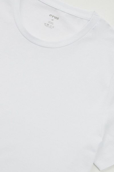 Eros Λευκό Lycra βαμβακερό φαρδύ ανδρικό μπλουζάκι με λαιμόκοψη σετ 2 - EQ.RU.SO.0K.KA0.4