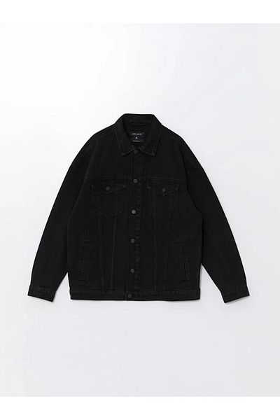 LC Waikiki LCW Jeans Schwarze Rodeo-Jeansjacke mit bequemer Passform für Herren