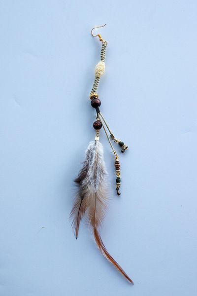 Lila Rosa Authentic Bird Feather Single Earrings