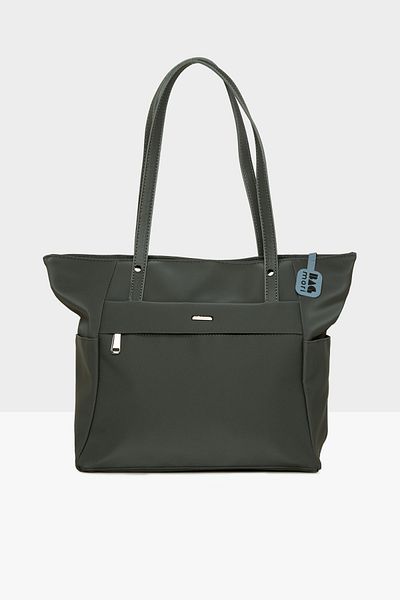 Bagmori Gray Women's Satin Tote Bag with Front Pocket m 000008506