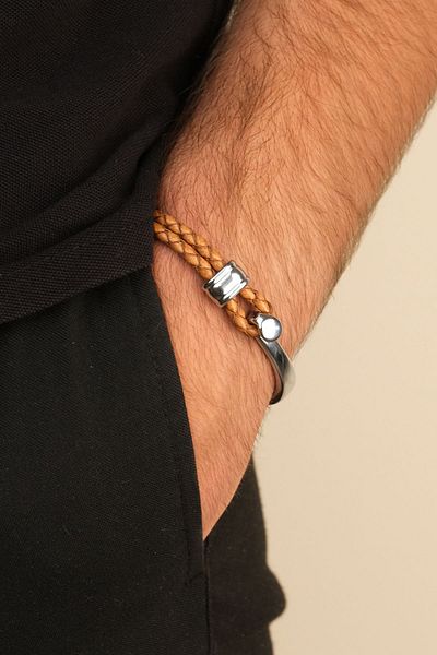 Jack Ferrero Steel / Leather - Original Men's Bracelet