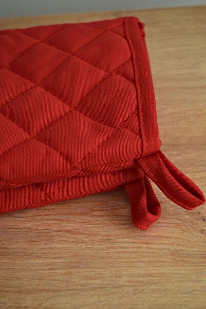 ROZET TEKSTİL Yanmaz,ısıya Dayanıklı Isı Geçirmeyen Mutfak Fırın Tencere Eldiveni Tutacak Seti 2 Eldiven 2 Tutacak