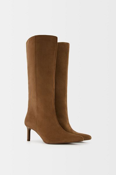 Bershka Faux suede kitten heel boots