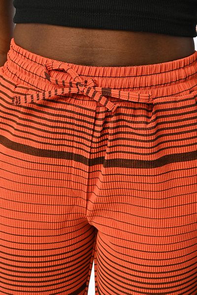 Orfeo Negro Horizontal Line Patterned Comfortable Trousers with Elastic Waist