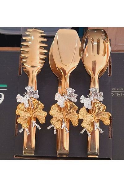 umut züccaciye Set of 3 Titanium Plated Tongs