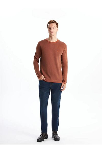 LC Waikiki Cinnamon Crew Neck Long Sleeve Men's Knitwear Sweater