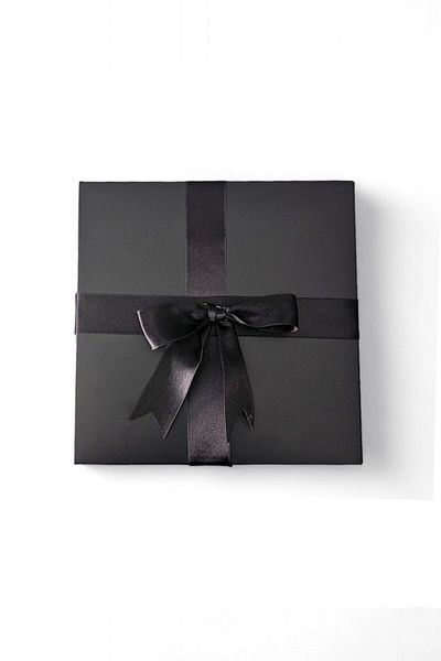 HEDİYEDİYE Empty Black Gift Box - Black with Ribbon