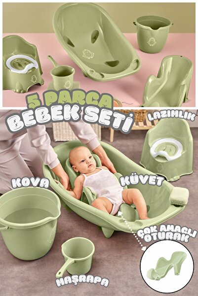 Manken İstanbul 5 Parça Bebek Seti Bebek Banyo Seti Bebek Küveti Seti Lazımlı...