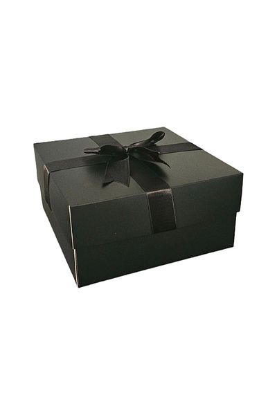 HEDİYEDİYE Empty Black Gift Box - Black with Ribbon