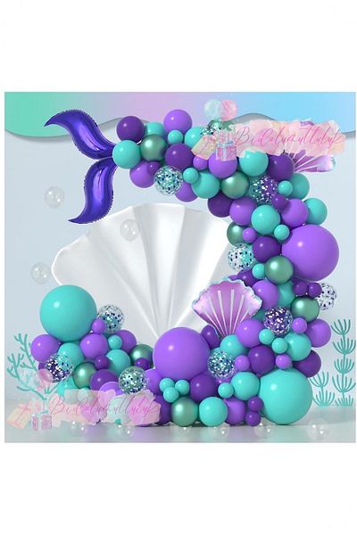 BİDOLUMUTLULUK Metallic Balloon Set - Mermaid Concept, Party Birthday Fun