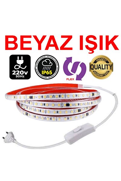 ELEKTROLED 220V Şerit LED 120 Ledli Yüksek Işık Fişli Anahtarlı Tak Çalıştır ...