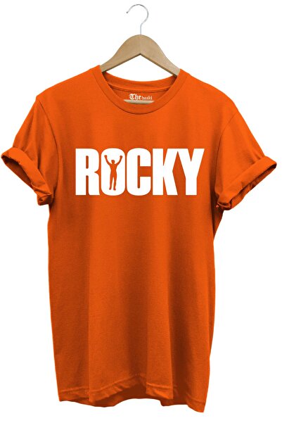 The Baski Tricou portocaliu premium 100% bumbac cu imprimeu Rocky Boxing Design