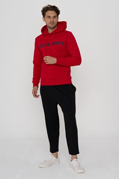 Jack & Jones Erkek Logo Baskili Kapüsonlu Sweatshirt - Deldrick