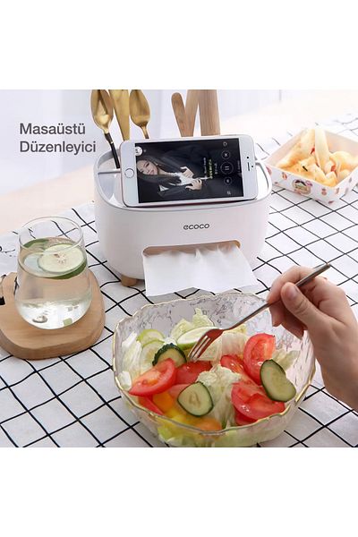 Miecoco Ecoco Multi-Purpose Compartmented Napkin Holder and Storage Box