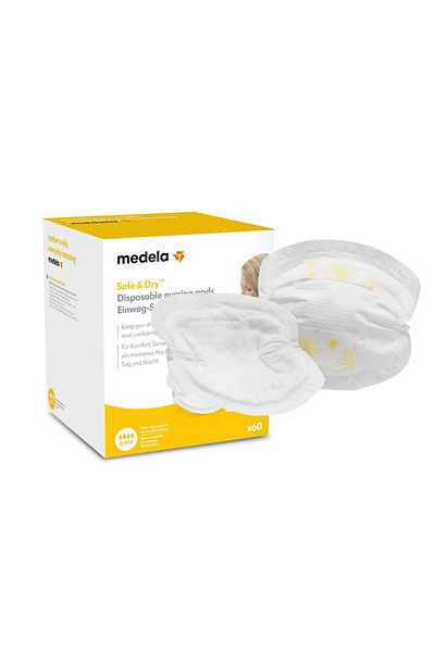 Medela وسادات الثدي الآمنة والجافة للاستعمال مرة واحدة (60 قطعة)