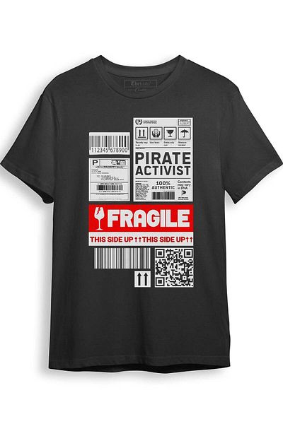 The Baski Μπλουζάκι Fragile Design Printed 100% Cotton Premium Anthracite T-shirt