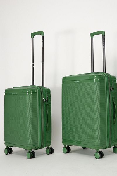 Giordano League Luggage Set of 3 Dark Green PP Travel Suitcase, Unbreakable Lightweight Expandable