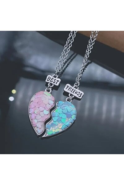 GlassySKY 2-renkli Kalp Kolye Kızlar Için En Iyi Arkadaş Best Friends Kolye,doğum Günü Hediyesi
