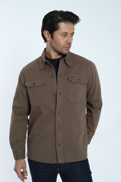 Cordial Ανδρικό μπουφάν 100% βαμβακερό σκούρο καφέ χρώμα Βαμβακερό με διπλή τσέπη