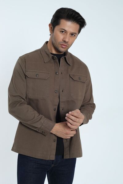 Cordial Ανδρικό μπουφάν 100% βαμβακερό σκούρο καφέ χρώμα Βαμβακερό με διπλή τσέπη