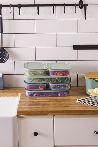 Perotti Fridgy+ 6-Piece Refrigerator Organizer - 4X1,3Lt+2X2,6Lt Veggy, Microwave and Diffuser Suitable