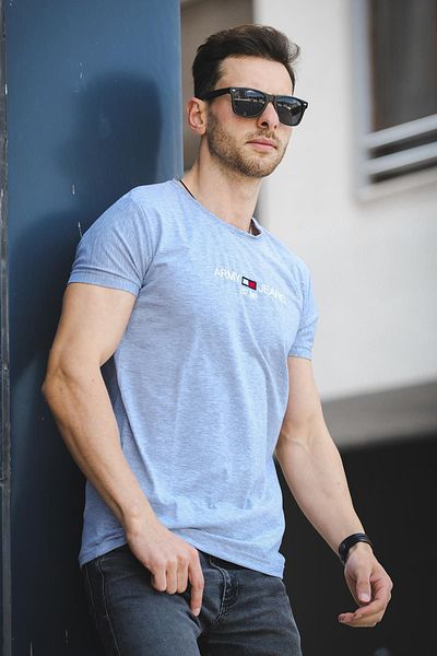 Oksit Ανδρικό μπλουζάκι με κέντημα Army Slim Fit Slim Fit Lycra