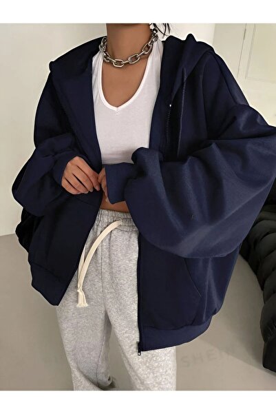 ROYAL FASHİON LACİ DUZ FERMWARLI KAPŞONLU HIRKA SWEATSHİRT