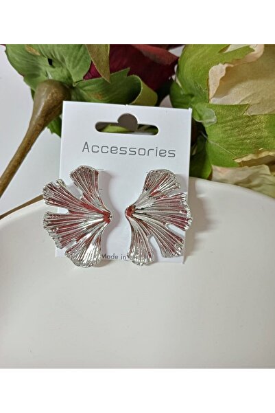 mos&more Gold Yarım Yaprak Plaka Küpe