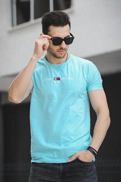 Oksit Ανδρικό μπλουζάκι Army Embroidered Slim Fit Slim Fit Lycra