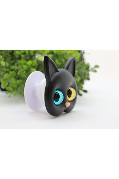 Tezcan Aksesuar Kedi Tasarım Popsocket Telefon Tutacağı Desenli ve Baskılı Parmak Tutucu