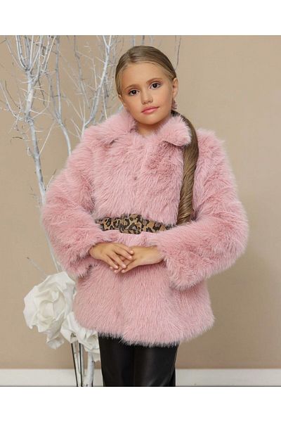 By Feyza Kids Collection Комплект кожени якета с колан за момиче от 3 части