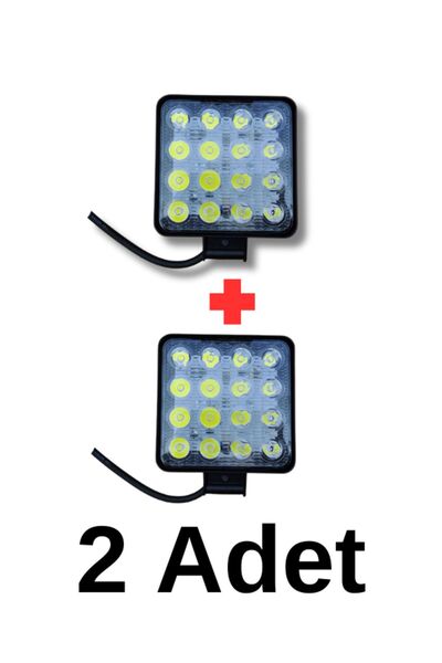 forklift 16 Led Far Kare 2 Adet 12v-36v Vdc Iş Makineleri Kamyon Offroad Aydı...