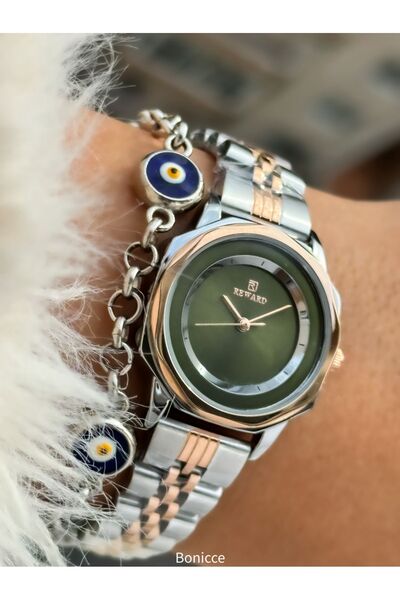 Reward New Model Steel Cord Women's Wristwatch + Nazar Beaded Bracelet Gift