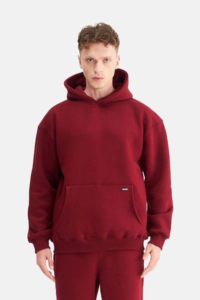 Mesfeno Men's Oversize Raised 3 Thread Hooded Sweatshirt with Kangaroo Pocket and Soft Feather Inside