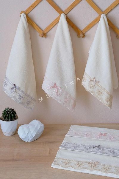 Meslina 3-Piece 30X50 Bow Kitchen Towels - Drying Cloth and Hand and Face Towels