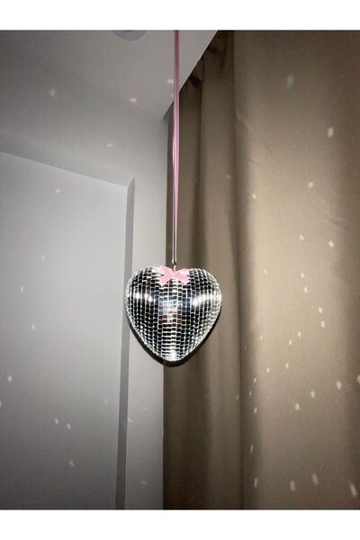 redame Coquette Kalp Şeklinde Disko Topu Dekorasyon Disco Heart silver Pinter...