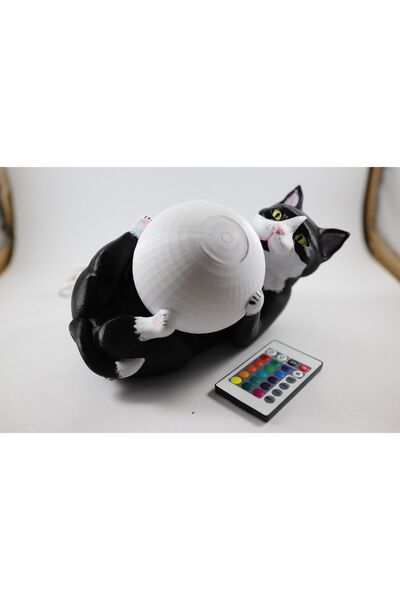 b.desing RGB LEDLİ KUMANDALI FİŞLİ KEDİCİK LAMBA