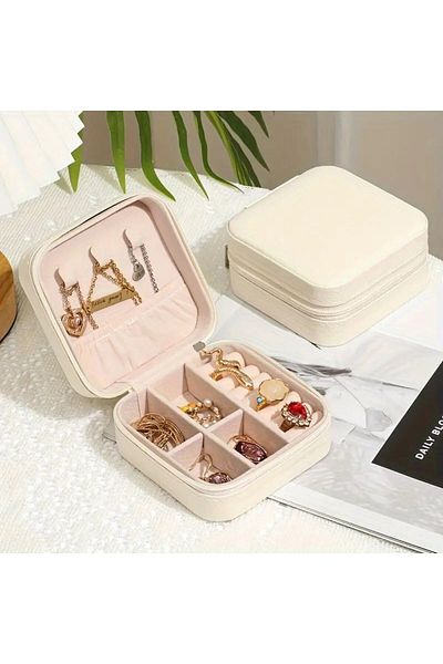 GlassySKY Jewelry Organizer - Φορητή θήκη ταξιδιού με φερμουάρ για κολιέ, σκουλαρίκια & δαχτυλίδια