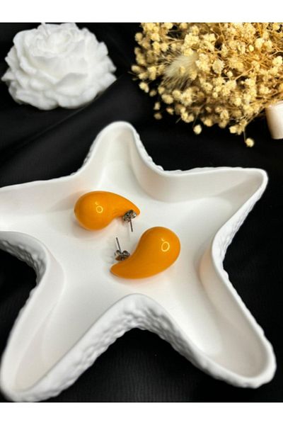 Duayen Design Orange Bottega Drop Earrings